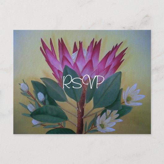 Zuid-Afrika Giant Protea Wedding RSVP met foto Uitnodiging Briefkaart (Voorkant)