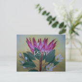 Zuid-Afrika Giant Protea Wedding RSVP met foto Uitnodiging Briefkaart (Staand voorkant)