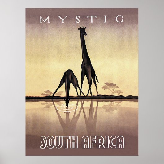 Zuid-Afrika, Giraffe, oud reizen Poster (Voorkant)