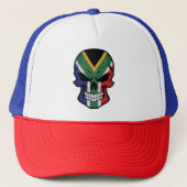 Zuid-Afrika glimlachende schedelvlag Trucker Pet (Voorkant)