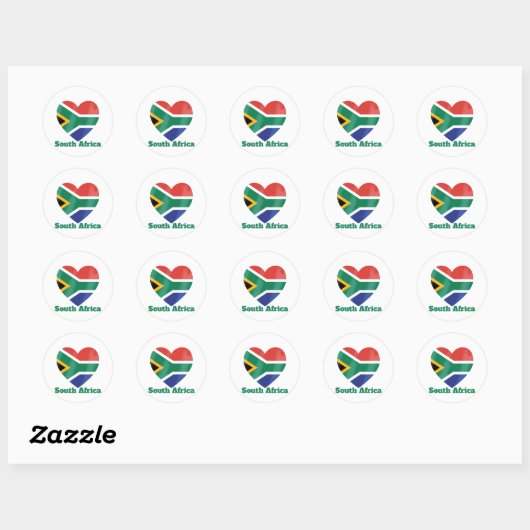 Zuid-Afrika hartvlag Ronde Sticker (Vel)