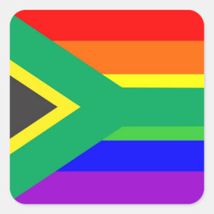 zuid - afrika : homo trotse regenboogvlag vierkante sticker