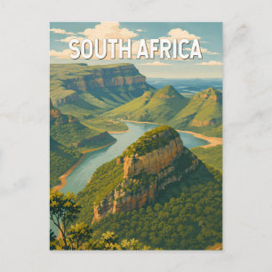 Zuid-Afrika Illustratie Reis Kunst Vintage Briefkaart