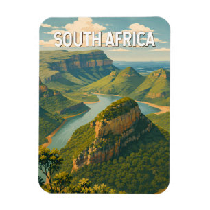 Zuid-Afrika Illustratie Reis Kunst Vintage Magneet