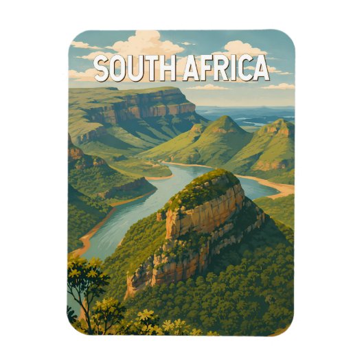 Zuid-Afrika Illustratie Reis Kunst Vintage Magneet (Verticaal)
