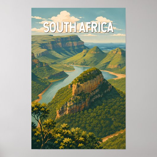 Zuid-Afrika Illustratie Reis Kunst Vintage Poster (Voorkant)