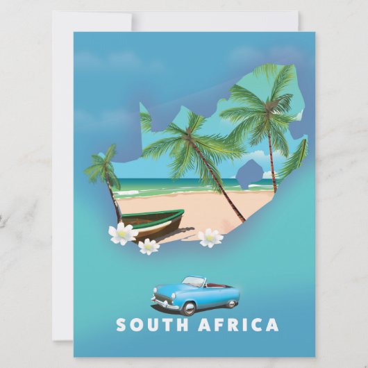 Zuid-Afrika Kaart Illustratie reisposter. (Voorkant)
