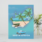 Zuid-Afrika Kaart Illustratie reisposter. (Staand voorkant)