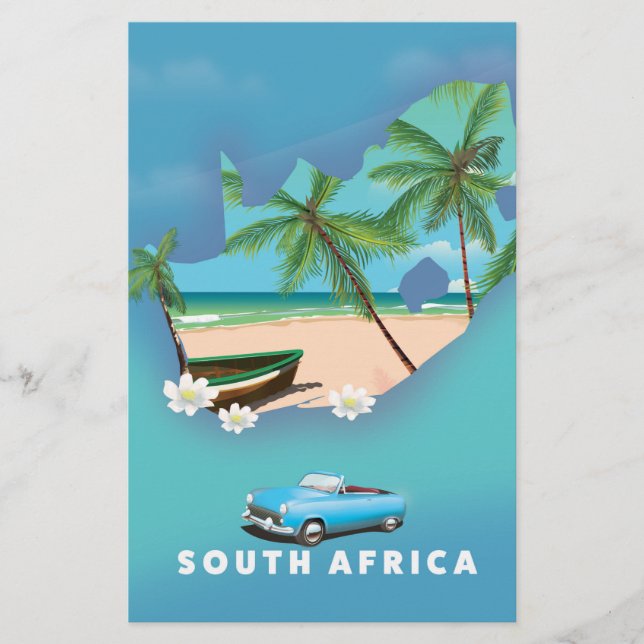 Zuid-Afrika Kaart Illustratie reisposter. (Voorkant)