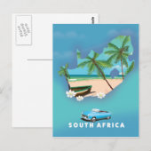 Zuid-Afrika Kaart Illustratie reisposter. (Voorkant / Achterkant)