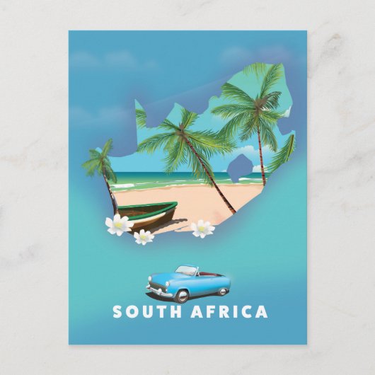 Zuid-Afrika Kaart Illustratie reisposter. (Voorkant)