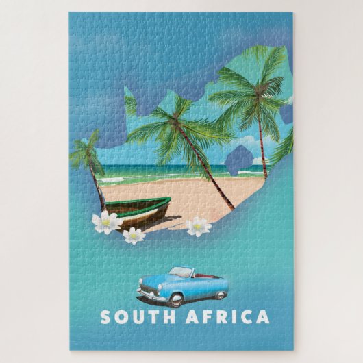 Zuid-Afrika Kaart Illustratie reisposter. Legpuzzel (Verticaal)