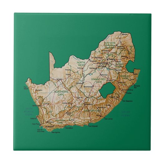 Zuid-Afrika kaart tegel Tegeltje (Voorkant)