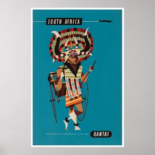 Zuid-Afrika Kunst Qantas Reisposter Afrikaans Poster (Voorkant)