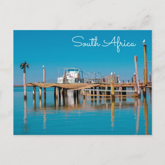 Zuid-Afrika Landschap Boat Birds Briefkaart (Voorkant)