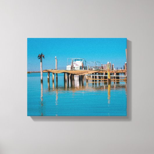 Zuid-Afrika Landschap Boat Birds Canvas Afdruk (Voorkant)