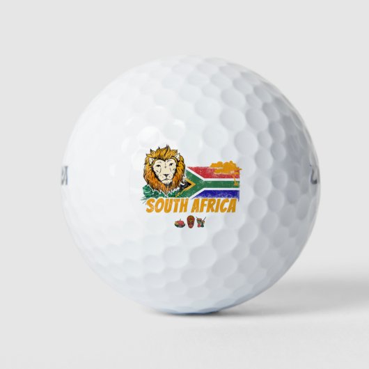 Zuid-Afrika  Leeuwenvlag Safari Souvenir Golfballen (Voorkant)
