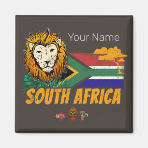 Zuid-Afrika  Leeuwenvlag Safari Souvenir Magneet