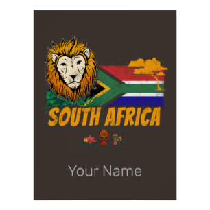 Zuid-Afrika Leeuwenvlag Safari Souvenir Perfect Poster