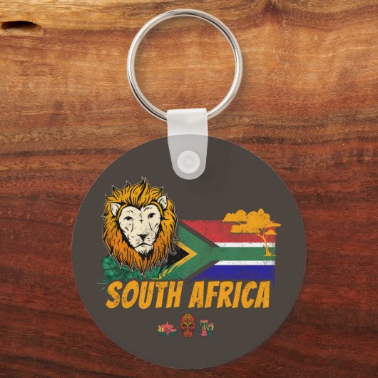 Zuid-Afrika Leeuwenvlag Safari Souvenir Sleutelhanger (Voorkant)