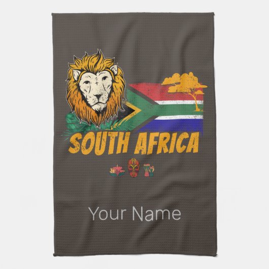 Zuid-Afrika  Leeuwenvlag Safari Souvenir Theedoek (Verticaal)
