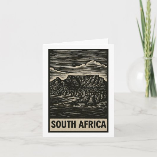 Zuid-Afrika Linocut stijl Kaart (Voorkant)