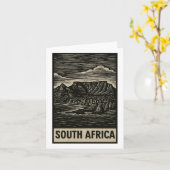 Zuid-Afrika Linocut stijl Kaart (Gele Bloem)