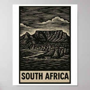 Zuid-Afrika Linocut-stijl  Poster