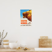 Zuid-Afrika Lion Vintage Travel Poster (Keuken)