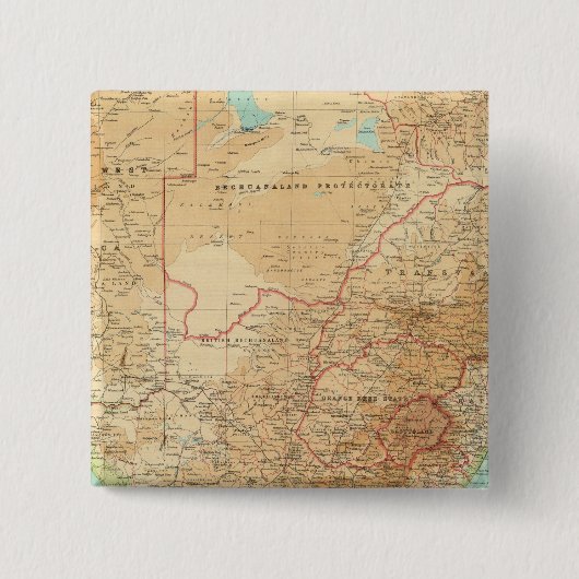 Zuid-Afrika met scheepvaartroutes Vierkante Button 5,1 Cm (Voorkant)