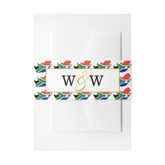 ZUID-AFRIKA Monogram Huwelijksviering Uitnodigingen Wikkel (Voorkant Voorbeeld)
