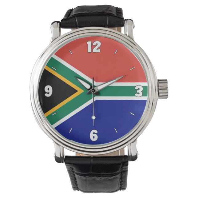 Zuid-Afrika Nationale Vlag Elegant Patriottisch Horloge (Voorkant)