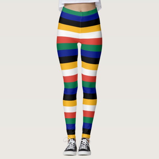 Zuid-Afrika Nationale vlag Kleuren gestript Leggings (Voorkant)