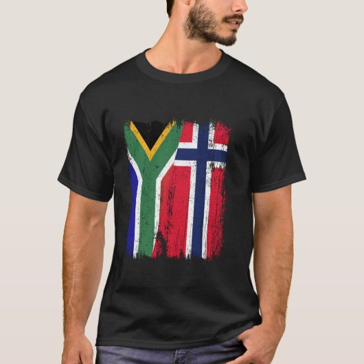 Zuid-Afrika Noorwegen Half Vlag Zuid-Afrikaanse No T-shirt (Voorkant)