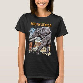 Zuid-Afrika Olifant Reis Retro Zwarte T-shirt