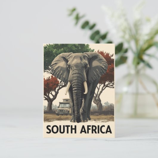  Zuid-Afrika olifanten safari reizen Briefkaart (Staand voorkant)