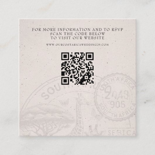 Zuid-Afrika Paspoort bruiloft QR Informatiekaartje (Voorkant)