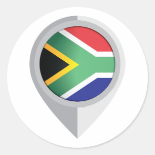 Zuid-Afrika Pin Locatie Vlag Ronde Sticker