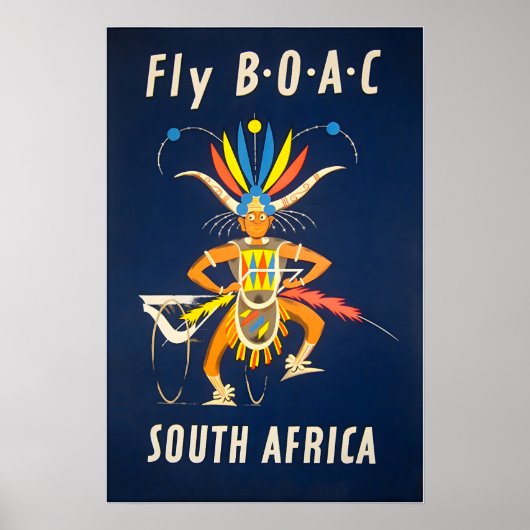 Zuid-Afrika Poster BOAC Reis Kunst Afrikaanse Prin (Voorkant)