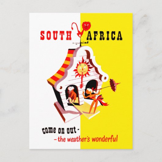 Zuid-Afrika, prachtige weerwijzer, vintage Briefkaart (Voorkant)