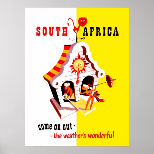 Zuid-Afrika, prachtige weerwijzer, vintage Poster (Voorkant)