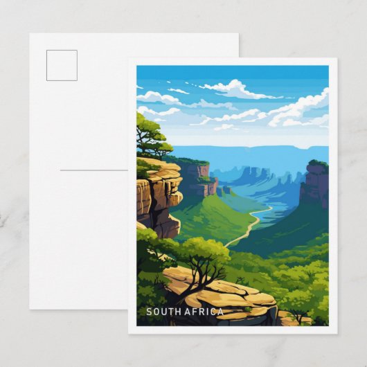 Zuid-Afrika Reizen  Illustratie Briefkaart (Voorkant / Achterkant)