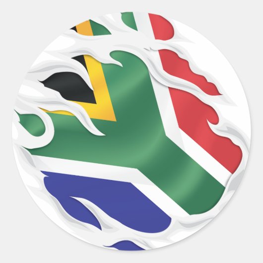 Zuid-Afrika Ripped Flag Classic Round Sticker (Voorkant)
