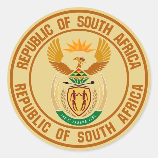 Zuid-Afrika Ronde Embleem Ronde Sticker (Voorkant)