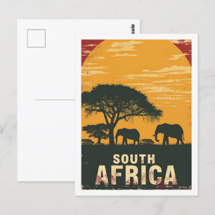 Zuid-Afrika Safari Vintage Beroemde Reisplaats Briefkaart