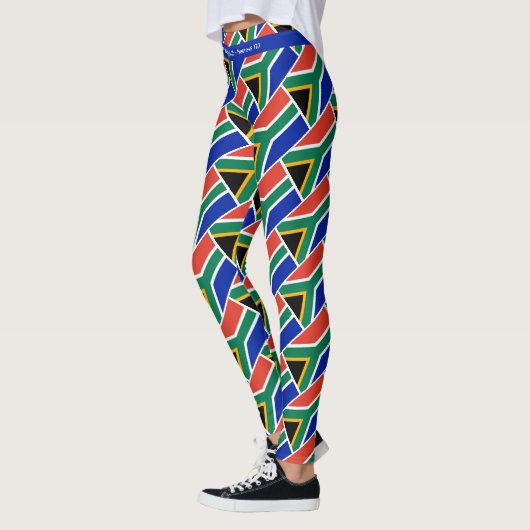 ZUID-AFRIKA Schrift RUN UW RAS gepersonaliseerd Leggings (Links)