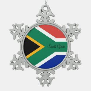 Zuid-Afrika sneeuwvlok, Zuid-Afrikaanse vlag Tin Sneeuwvlok Ornament