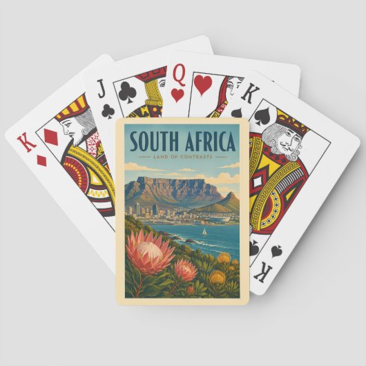 Zuid-Afrika Tafelberg Illustratie Reizen Pokerkaarten (Achterkant)