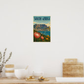 Zuid-Afrika Tafelberg Illustratie Reizen Poster (Keuken)