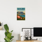 Zuid-Afrika Tafelberg Illustratie Reizen Poster (Thuiskantoor)